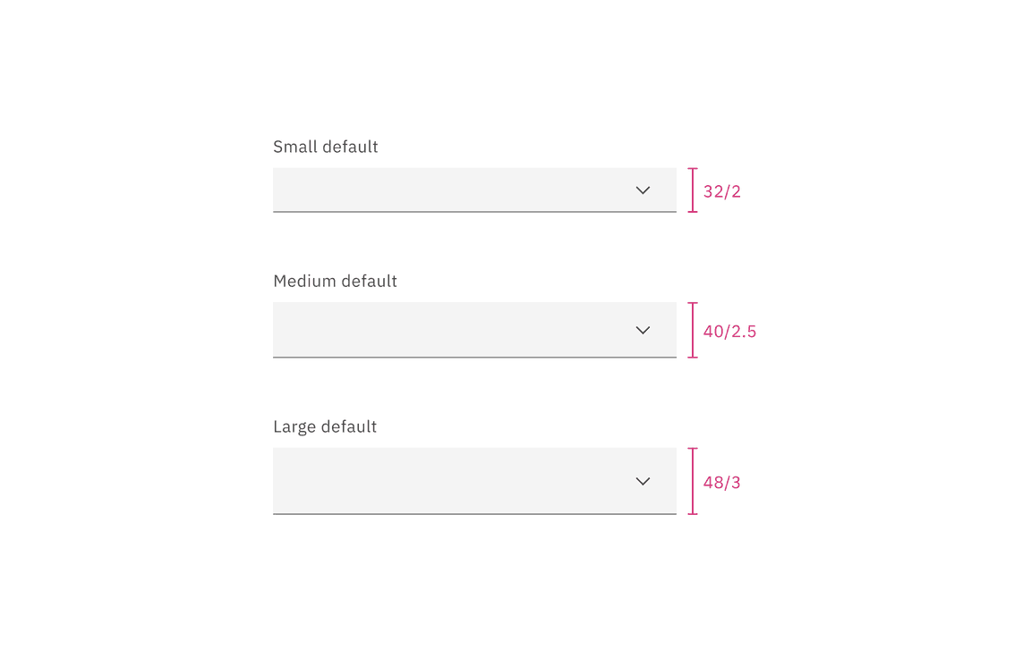 Sizes for default select